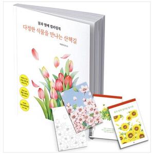 [하나북]꽃과 열매 컬러링북 엽서 도안 세트 :다정한 식물을 만나는 산책길